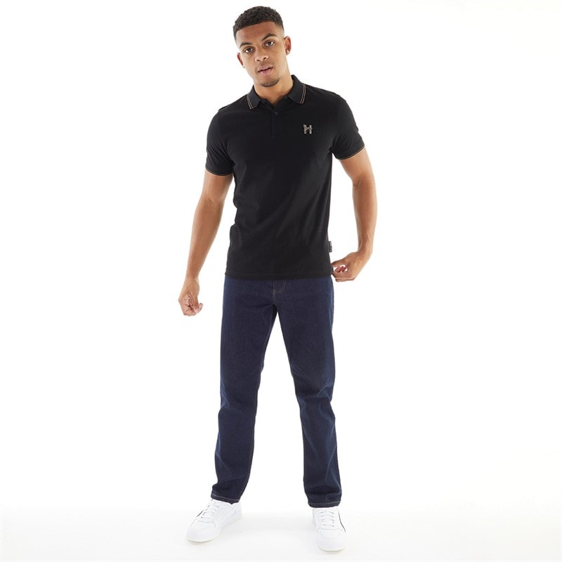 Henleys Mens Henflare Polo Shirt Black - Image 4