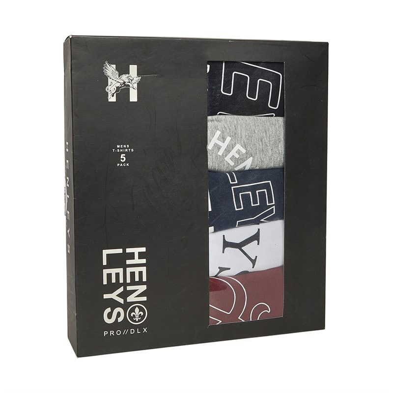 Henleys Mens Henley Varick Five Pack T-Shirts Multi - Image 2