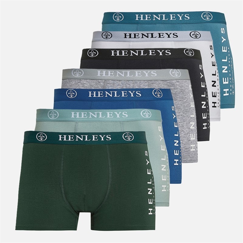 Henleys Mens Mactyme Seven Pack Henleys Boxers Multi - Image 1
