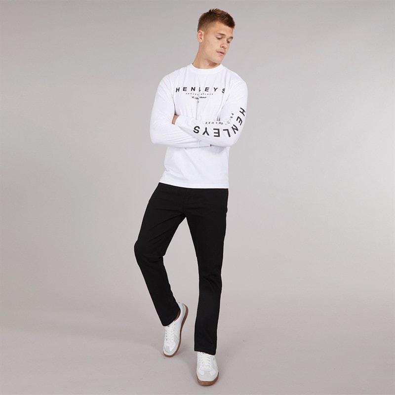 Henleys Mens Melvern Long Sleeve Top White - Image 3