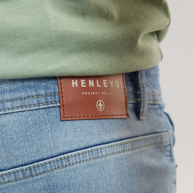 Henleys Mens Flex Denim Shorts Light Wash - Image 3