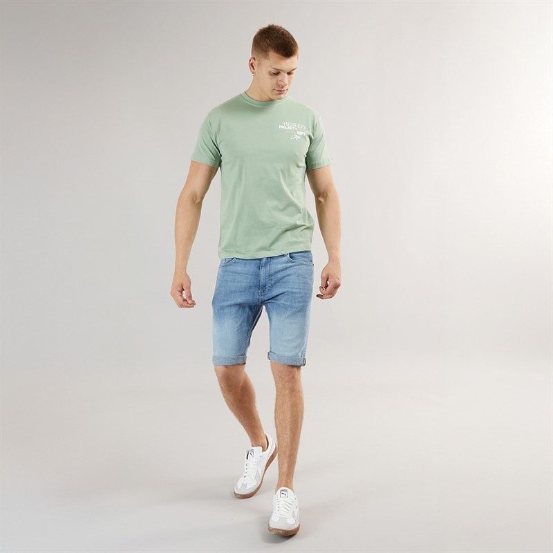 Henleys Mens Flex Denim Shorts Light Wash - Image 4