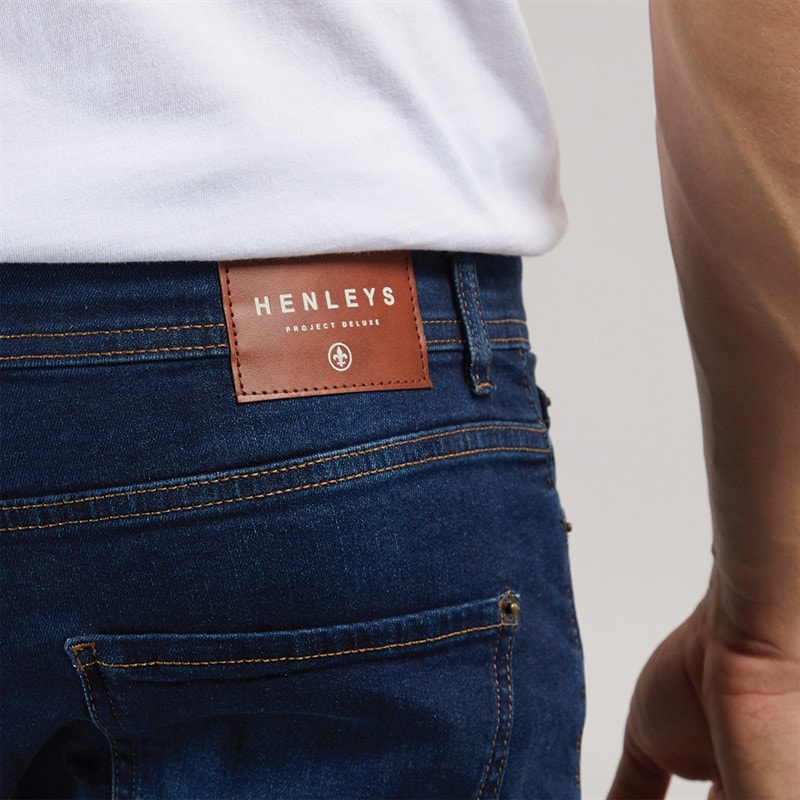 Henleys Mens Flex Denim Shorts Dark Wash - Image 3