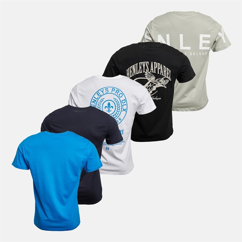 Henleys Mens Multhen Five Pack T-Shirts Assorted - Image 2