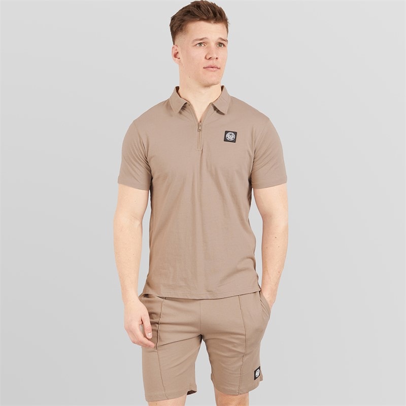 Henleys Mens Henychill Polo Shirt And Shorts Set Taupe