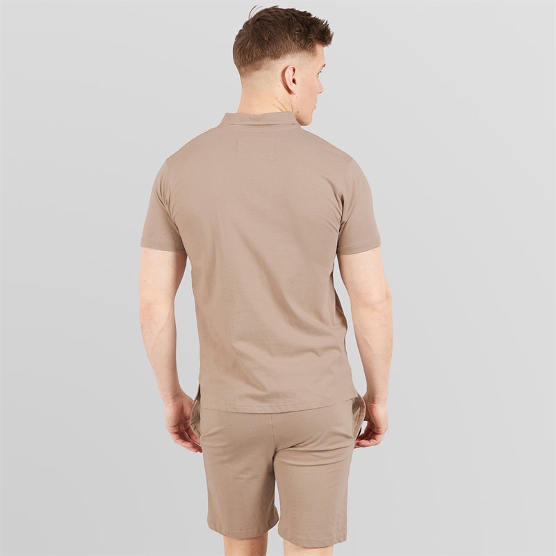 Henleys Mens Henychill Polo Shirt And Shorts Set Taupe - Image 2
