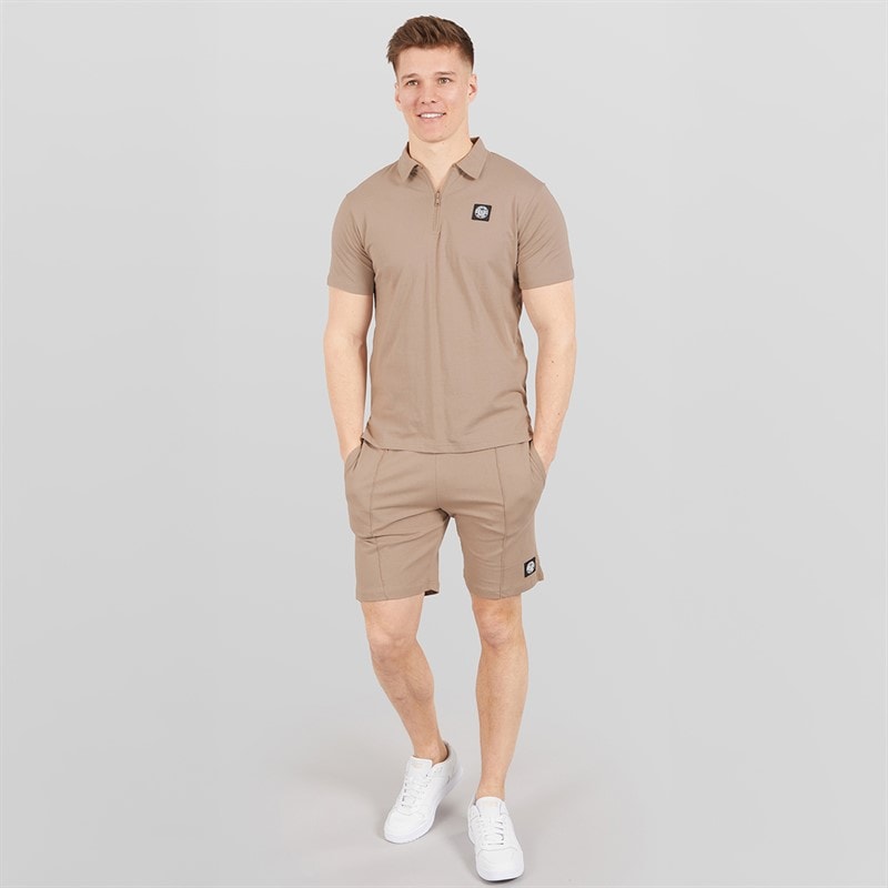 Henleys Mens Henychill Polo Shirt And Shorts Set Taupe - Image 4