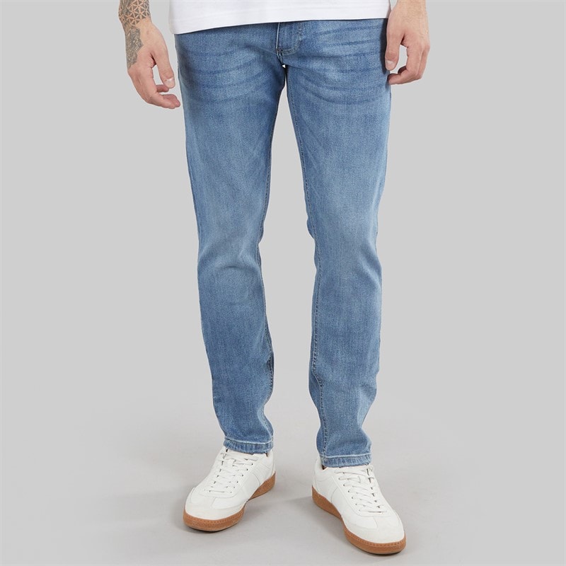 Henleys Mens Mayhen Slim Fit Jeans Light Wash