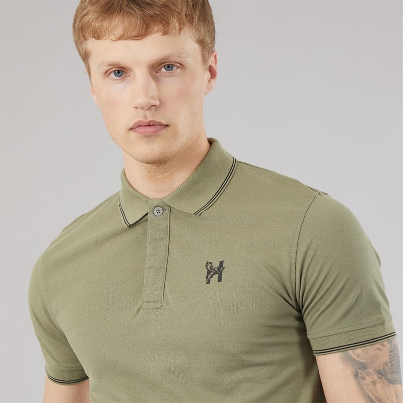 Henleys Mens Moorehen Polo Shirt Khaki - Image 3