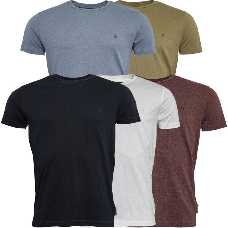 French Connection Mens Five Pack Crew T-Shirt Multi 4-Chateau Mel/Light Khaki/Light Blue Mel/Marine/Wh