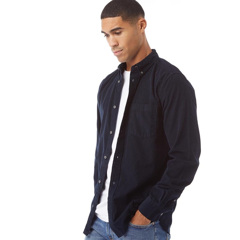 French Connection Mens Cord Long Sleeve Shirt Marine - Image 1