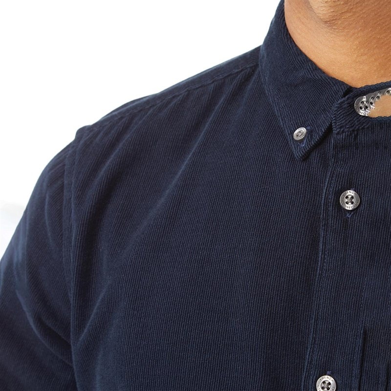 French Connection Mens Cord Long Sleeve Shirt Marine - Image 3