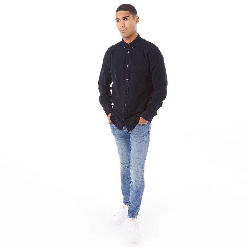 French Connection Mens Cord Long Sleeve Shirt Marine - Image 4