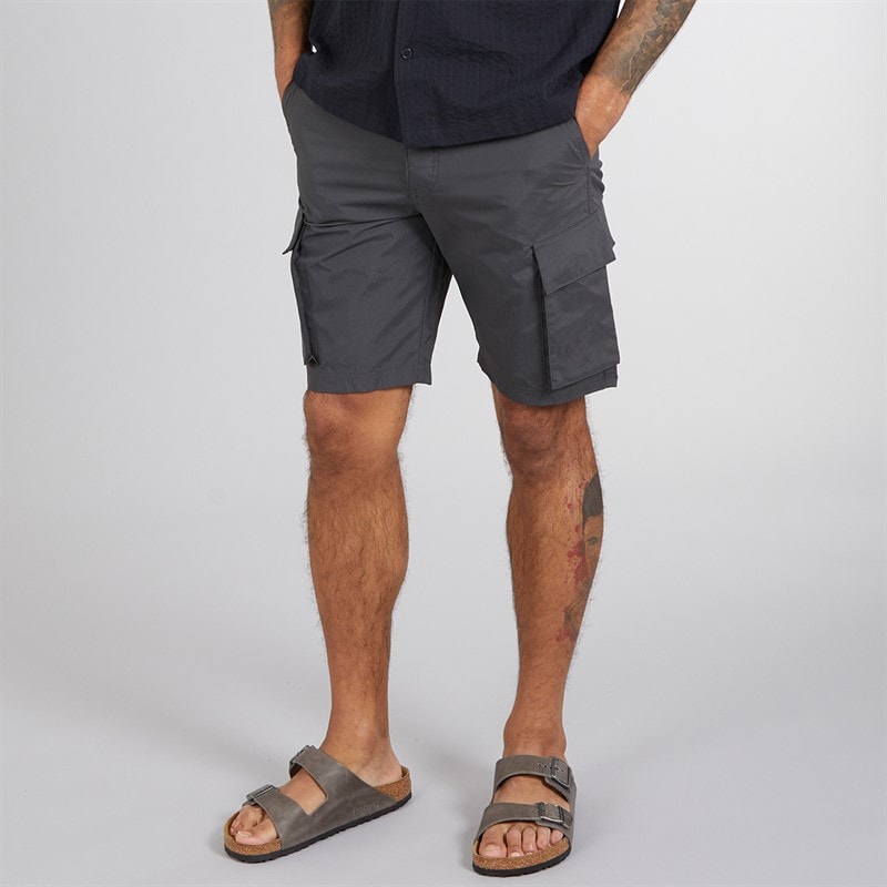 French Connection Mens Cargo Tech Shorts Charcoal - Image 1