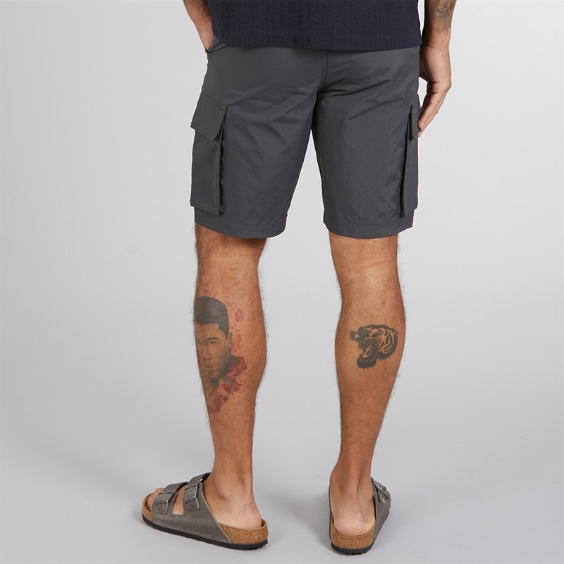 French Connection Mens Cargo Tech Shorts Charcoal - Image 2