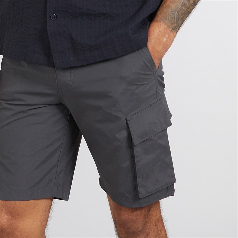 French Connection Mens Cargo Tech Shorts Charcoal - Image 3