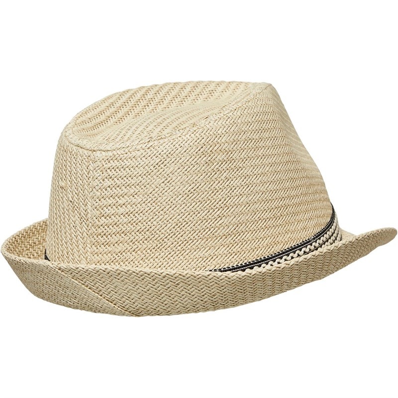 French Connection Mens Stripe Trilby Hat Natural - Image 2