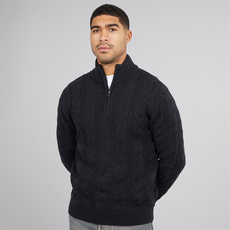 French Connection Mens 1/2 Zip Wool Jumper Marine