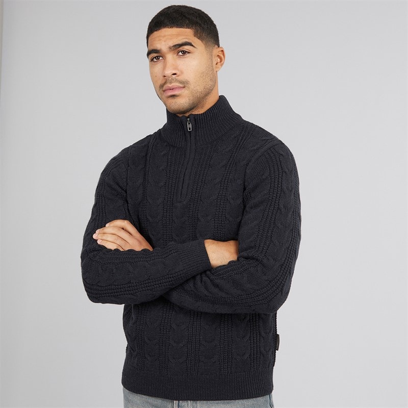 French Connection Mens 1/2 Zip Wool Jumper Marine - Image 3
