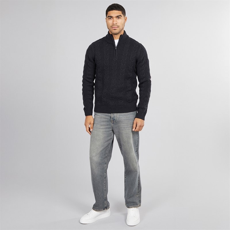 French Connection Mens 1/2 Zip Wool Jumper Marine - Image 4