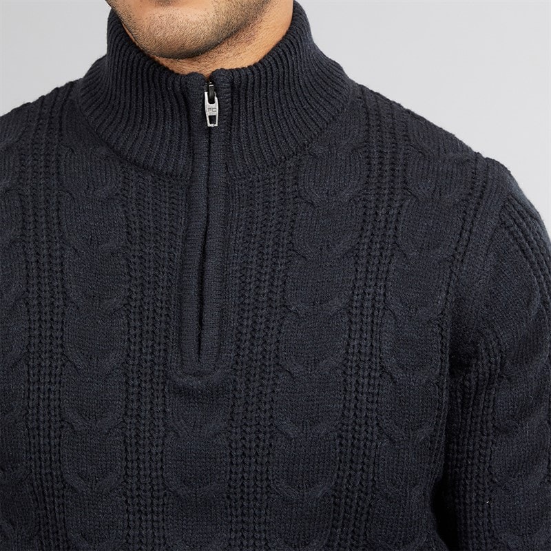 French Connection Mens 1/2 Zip Wool Jumper Marine - Image 5