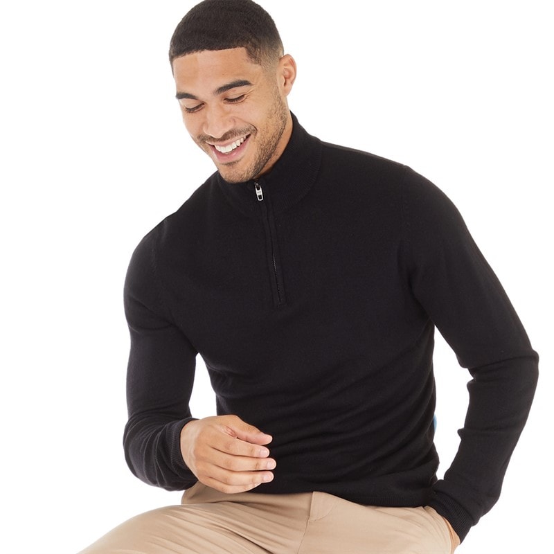 French Connection French Connection Mens Cash 1/4 Zip Jumper Black - Image 1
