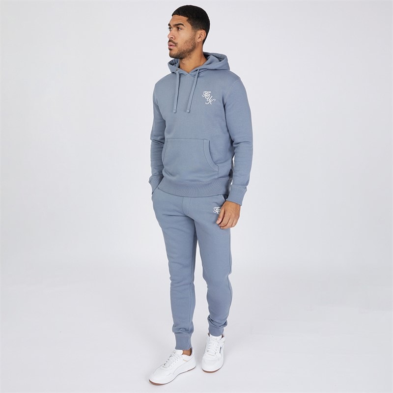 French Connection Mens Script Tracksuit Light Blue Melange/White - Image 4