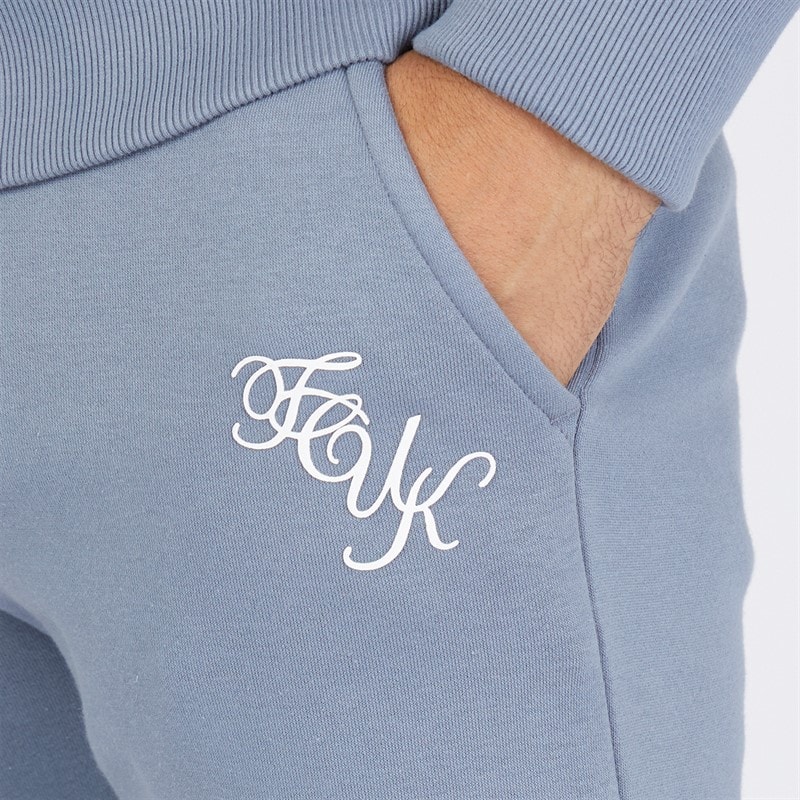 French Connection Mens Script Tracksuit Light Blue Melange/White - Image 5