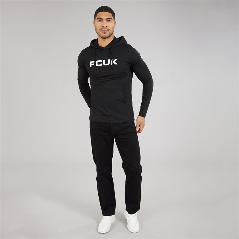 French Connection Mens Hooded Top Black/White - Image 3