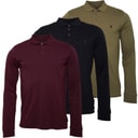 French Connection Mens Three Pack Long Sleeve Polo Shirts Multi 2 - Marine/Khaki/Chateaux