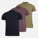 French Connection Mens Three Pack Jersey Polo Shirts Multi 6 - Marine/Chateaux Melange/Khaki