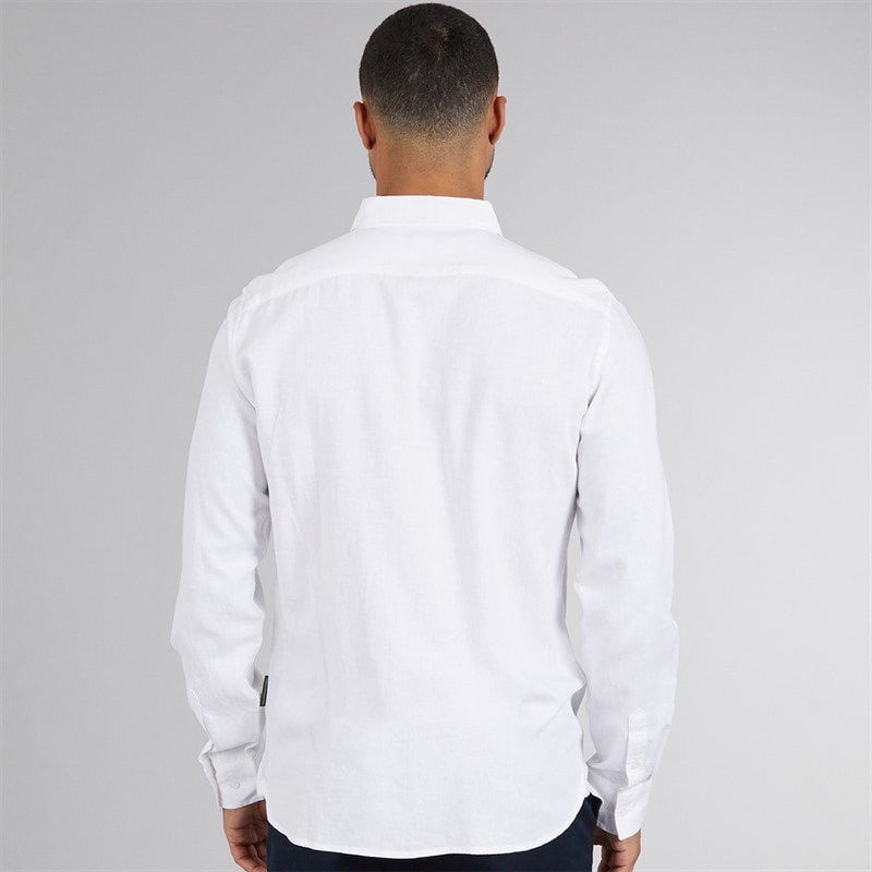 French Connection Mens Long Sleeve Linen Shirt White - Image 2