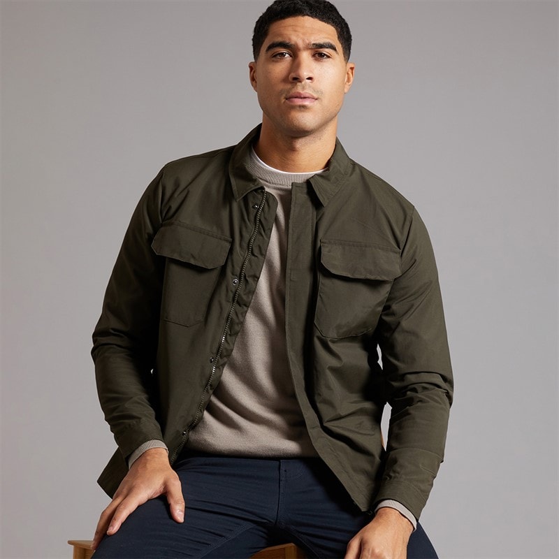 French Connection Mens Tech Overshirt Khaki