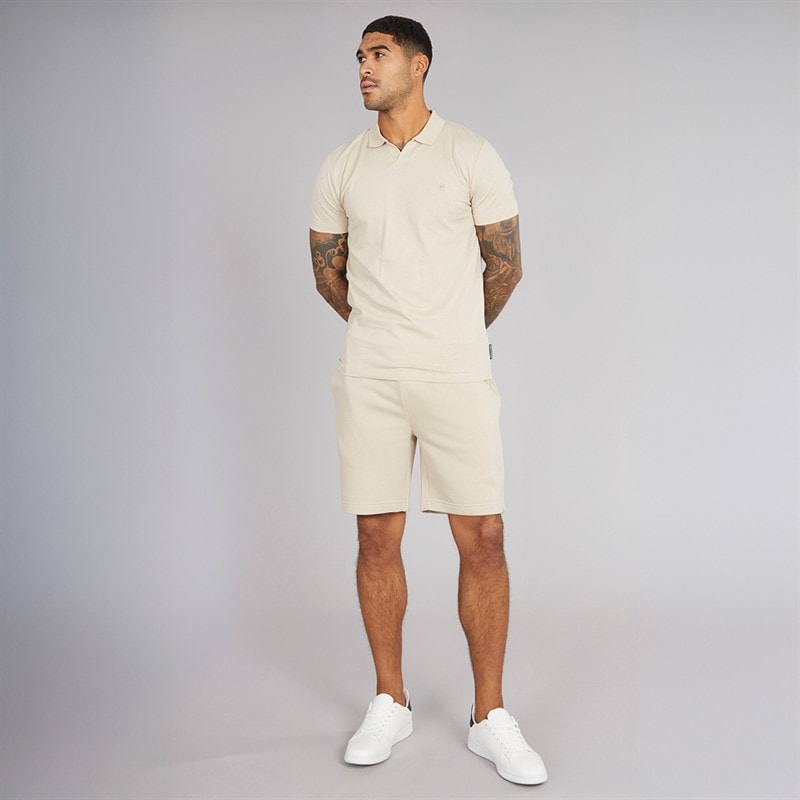 French Connection Mens Jersey Trophy Polo Shirt And Shorts Set Stone - Image 4