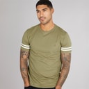 French Connection Mens Arm Stripes T-Shirt Light Khaki/White