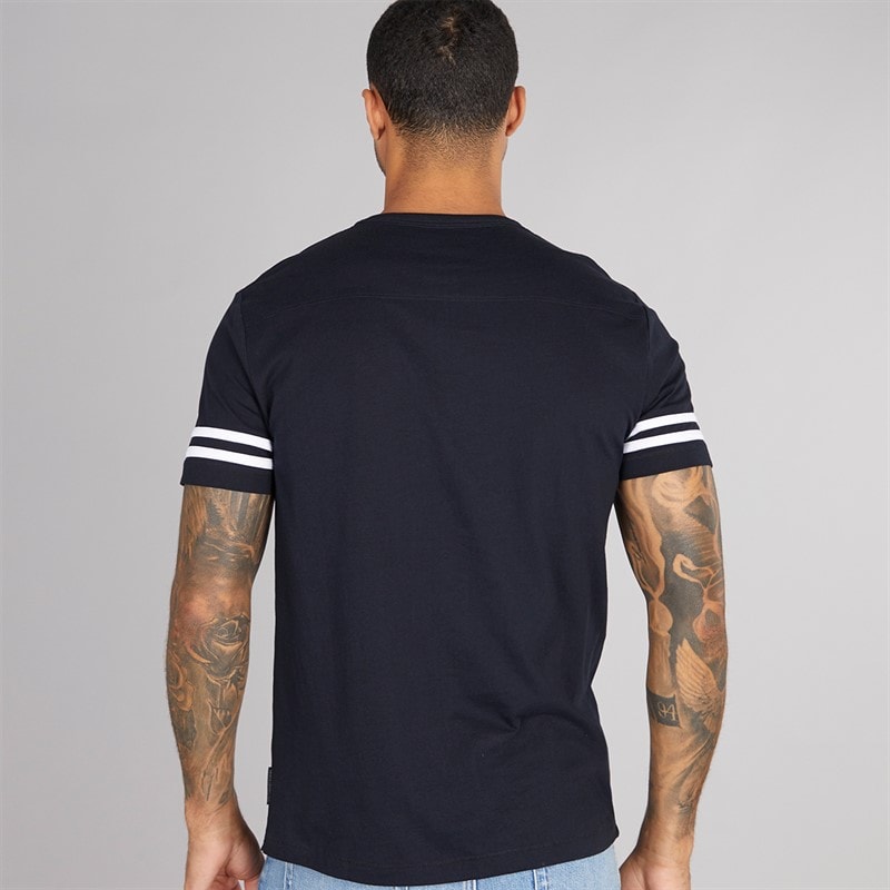 French Connection Mens Arm Stripes T-Shirt Marine/White - Image 2