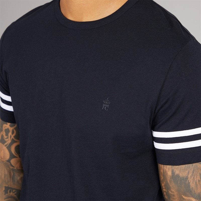 French Connection Mens Arm Stripes T-Shirt Marine/White - Image 3