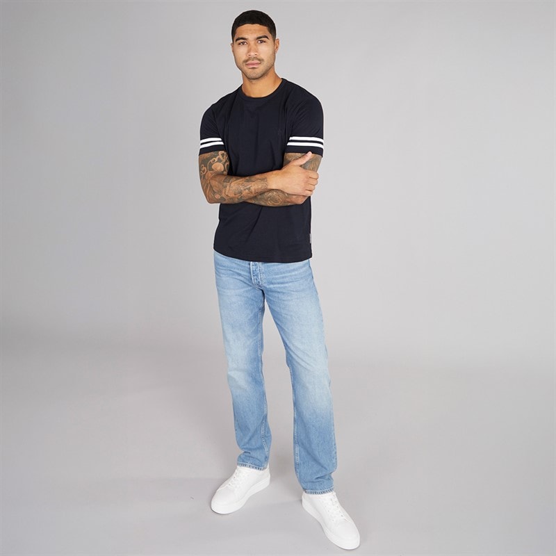 French Connection Mens Arm Stripes T-Shirt Marine/White - Image 4