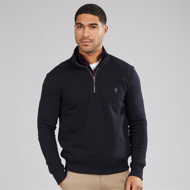 French Connection Mens FC 1/2 Zip Sweatshirt Marine - Image 1