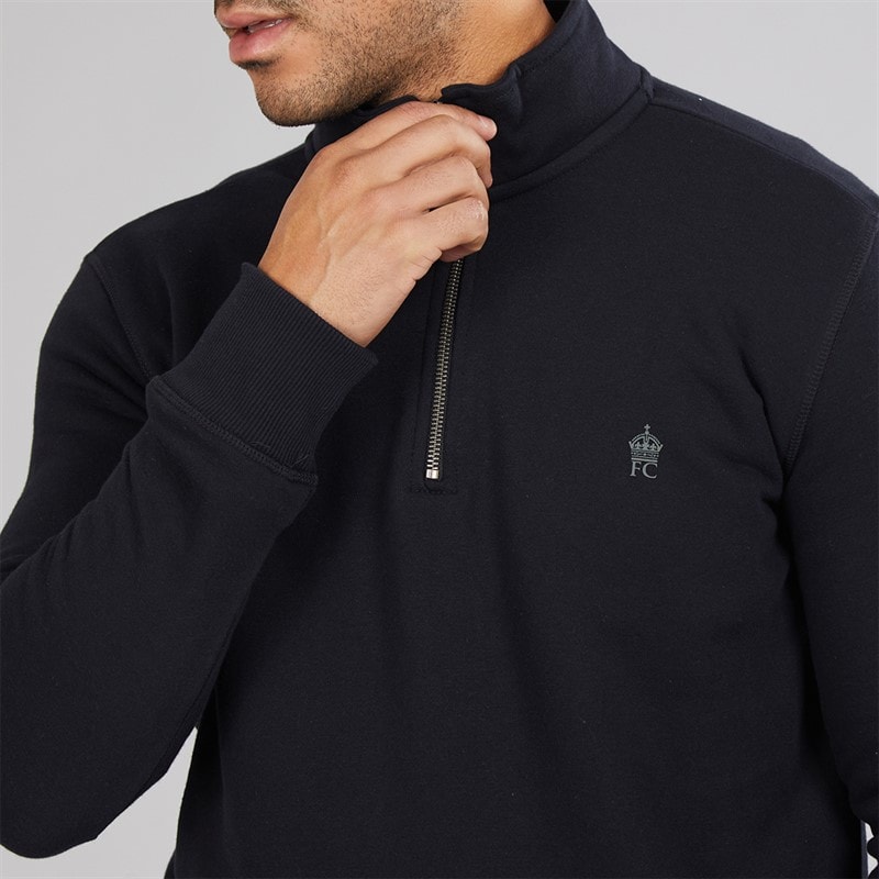 French Connection Mens FC 1/2 Zip Sweatshirt Marine - Image 3