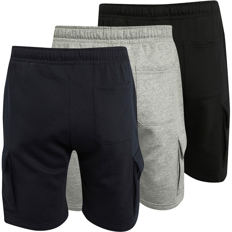 French Connection Mens Jersey Cargo Three Pack Shorts Multi 1 - Black/Marine/Light Grey Mel - Image 2