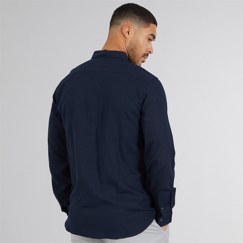 French Connection Mens Long Sleeve Linen Shirt Marine - Image 2
