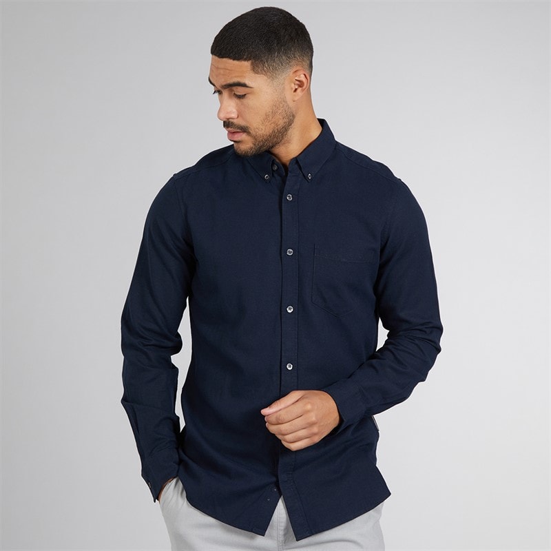 French Connection Mens Long Sleeve Linen Shirt Marine - Image 3