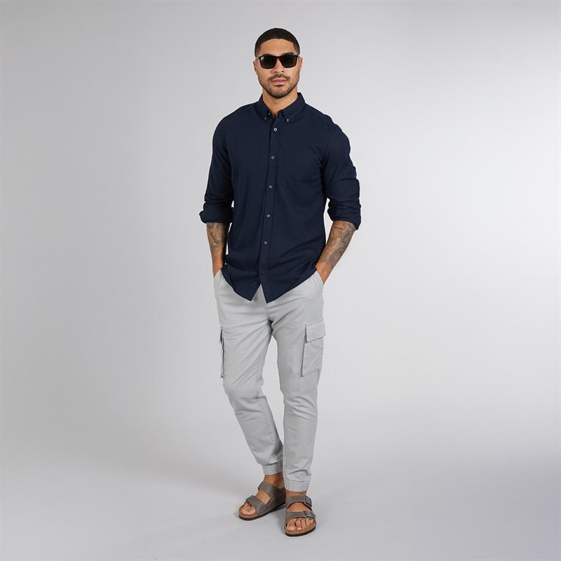 French Connection Mens Long Sleeve Linen Shirt Marine - Image 4