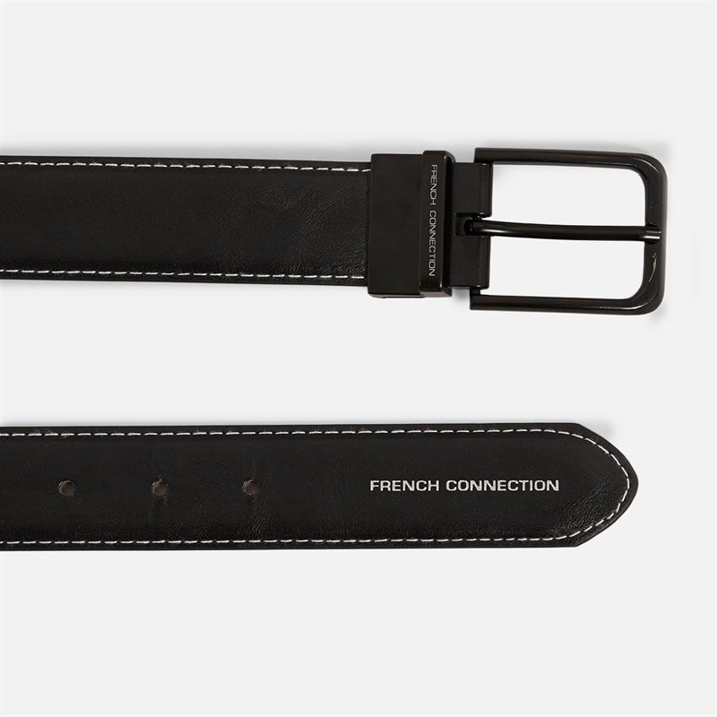 French Connection Mens Stitch Line Reversible Belt Black/Brown - Image 2