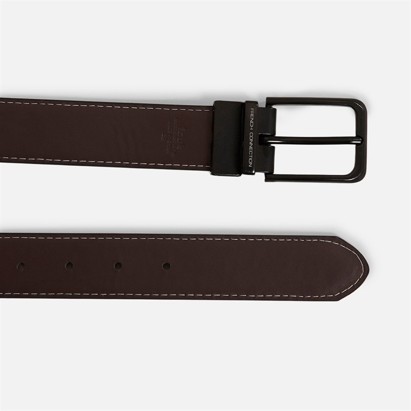 French Connection Mens Stitch Line Reversible Belt Black/Brown - Image 3