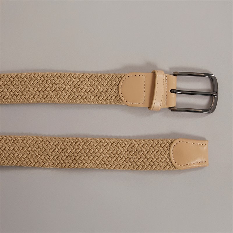 French Connection Mens Woven Belt Stone/Stone Leather - Image 2