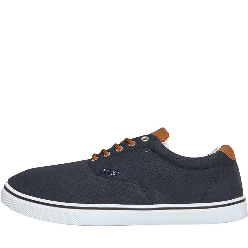 French Connection Mens FCUK Deck Canvas Pumps Navy
