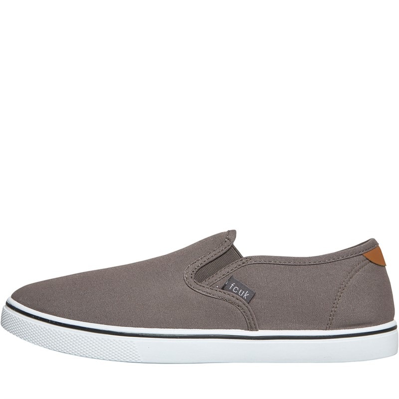 French Connection Mens FCUK Deck Slip On Canvas Pumps Grey - Image 1