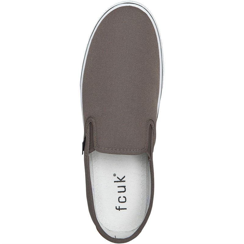 French Connection Mens FCUK Deck Slip On Canvas Pumps Grey - Image 4
